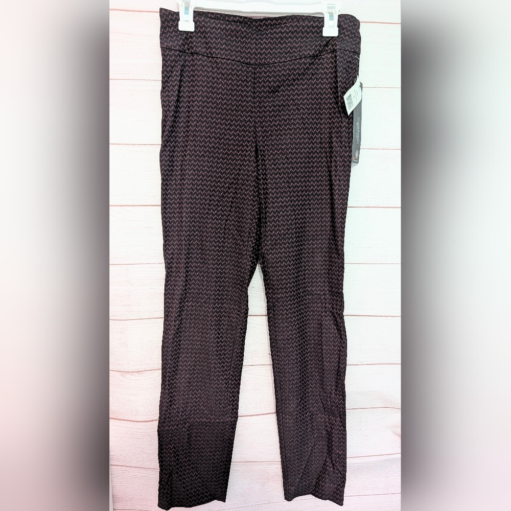 NWT UP made In CANADA Women's Black Patterned Ultimate Slimming Pant Size 8